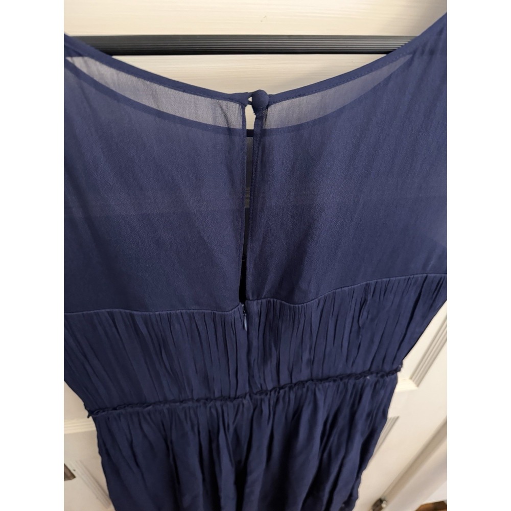 Boden Women's Navy Chiffon Illusion Neckline Cocktail Dress Sleeveless Size 8L - Picture 6 of 6